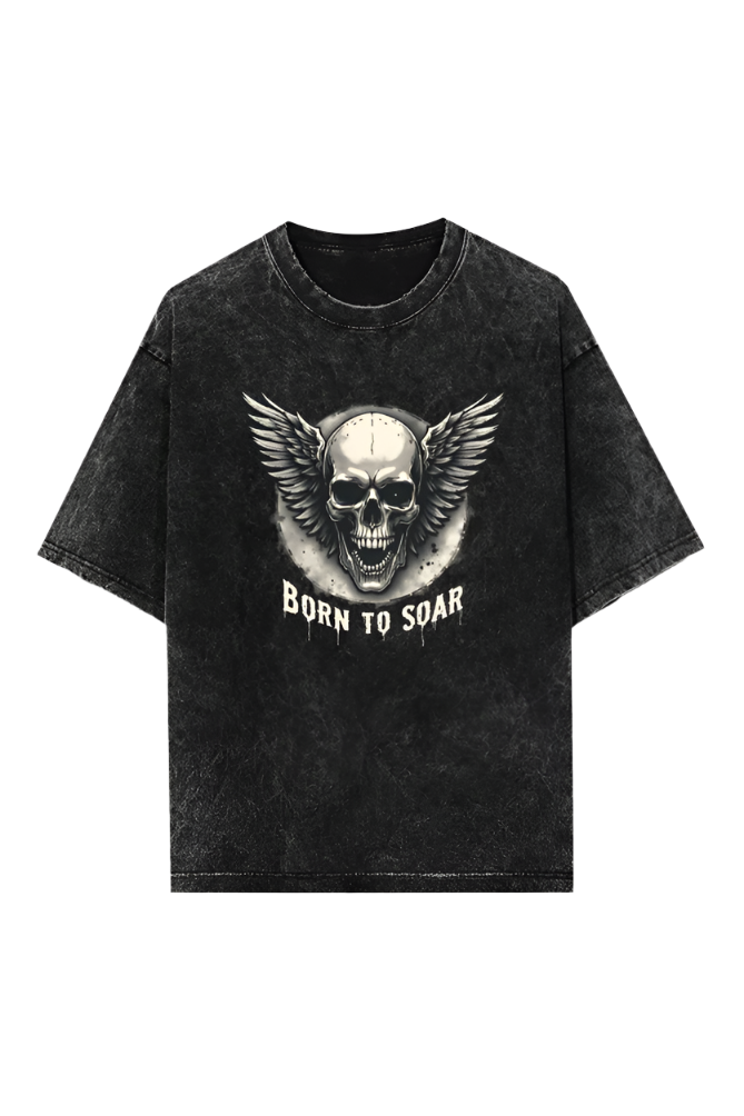 Born to Soar Acid Wash Oversized T-Shirt
