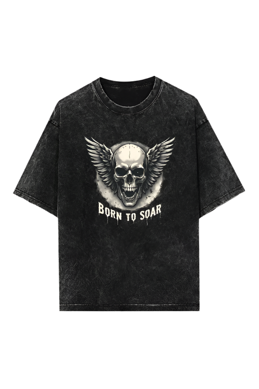 Born to Soar Acid Wash Oversized T-Shirt